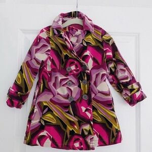 Missoni Target girls floral Fall soft velvet lined Jacket Coat size 18-24 months